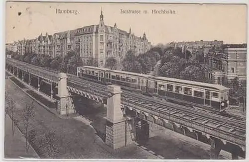 50320 Ak Hamburg Isestraße mit Hochbahn 1910
