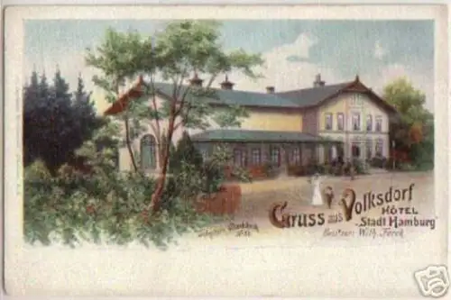 11362 Ak Litho Gruß aus Volksdorf Hotel "Stadt Hamburg"