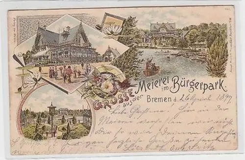 63661 Ak Lithographie Grüße aus der Meierei im Bürgerpark Bremen 1897