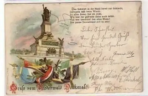 40382 Ak Lithographie Gruß vom Niederwald Denkmal 1899