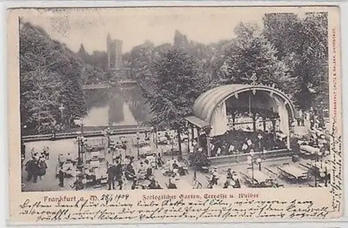61868 Ak Frankfurt am Main Zoologischer Garten, Terrasse und Weiher 1904