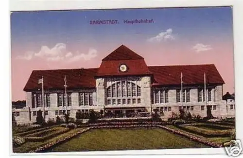 24194 Ak Darmstadt Hauptbahnhof um 1920