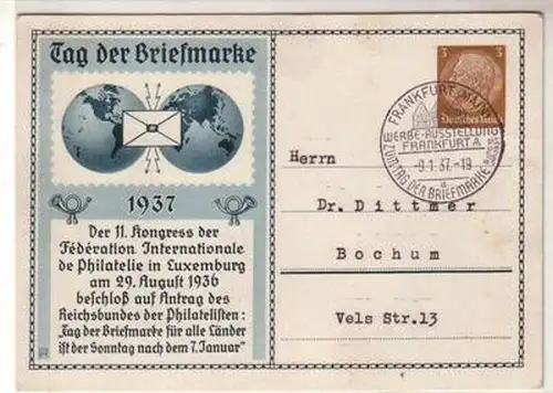 50668 Ganzsachen Ak Tag der Briefmarke Frankfurt am Main 1937