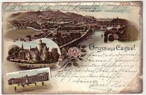 35554 Ak Lithographie Gruss aus Cassel 1904