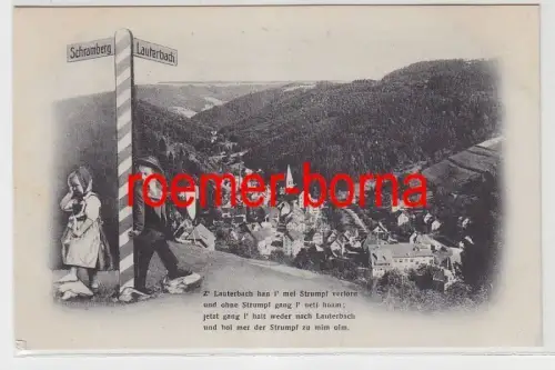 73902 Reim Ak 2 Kinder am Wegweiser Schramberg Lauterbach Totalansicht 1935