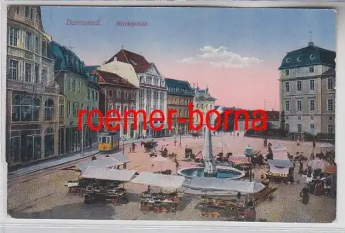 78497 Ak Darmstadt Marktplatz mit Verkaufsständen 1918