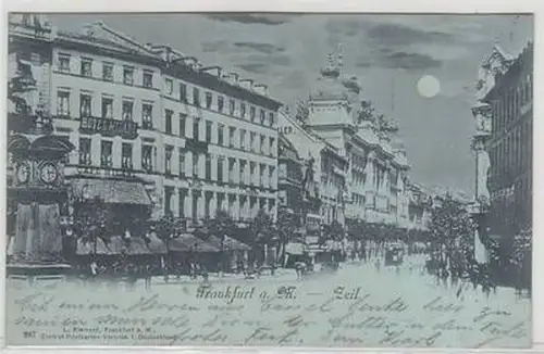 50640 Mondscheinkarte Frankfurt am Main Zeil Hotel Milani 1899