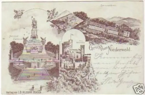 20618 Lithografie Gruss vom Niederwald 1898