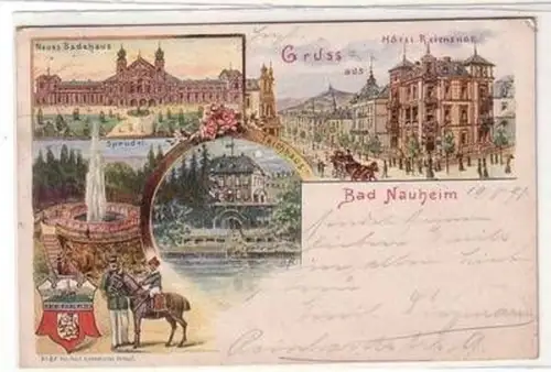 54486 Ak Lithographie Gruss aus Bad Nauheim 1898