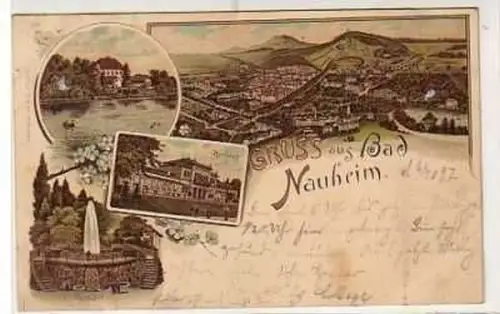 40240 Ak Lithographie Gruss aus Bad Nauheim 1897