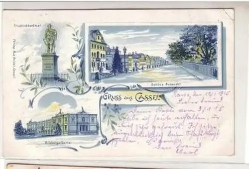 50518 Mehrbild Ak Lithographie Gruß aus Cassel 1915