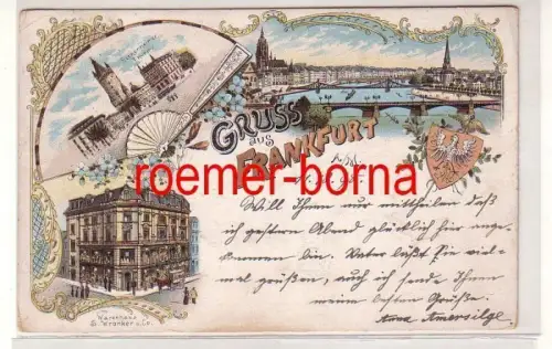 49420 Ak Lithografie Gruss aus Frankfurt a.M. Warenhaus Wronker usw. 1898