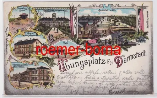 82755 Ak Lithographie Gruß vom Truppenübungsplatz bei Darmstadt 1912