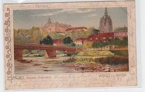 63235 Künstler Ak Gruß aus Gera Schloss Osterstein 1899