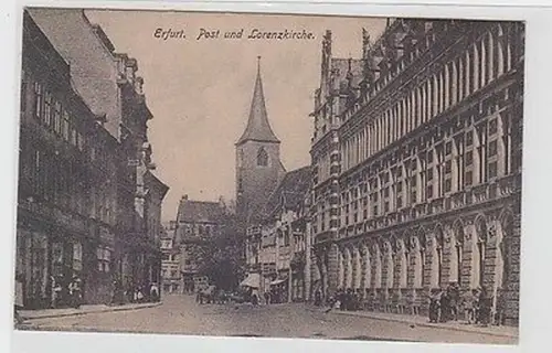 64117 Ak Erfurt Post und Lorenzkirche 1919