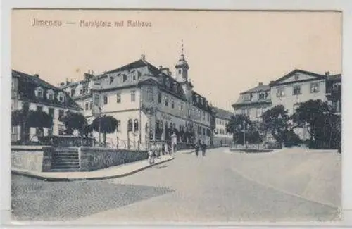 47063 Ak Ilmenau Marktplatz mit Rathaus um 1910