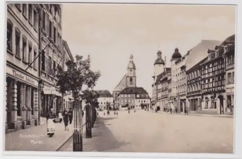 98062 Ak Schmölln in Thüringen Markt mit Geschäften 1937
