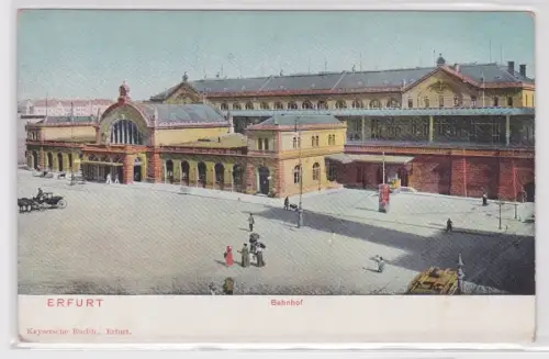 26698 Ak Erfurt - Bahnhofsplatz mit Bahnhof um 1900