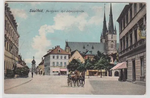 69440 Ak Saalfeld Marktplatz mit Johanniskirche 1910