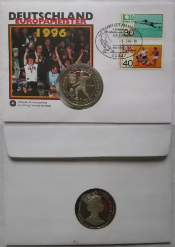Numisbrief 1 Crown Isle of Man 1996 AG Fußball EM Sieger Deutschland (112700)