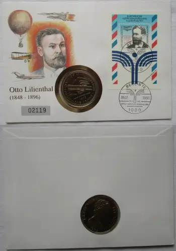 Numisbrief mit 1 Crown Isle of Man 1983 Flugzeug Stempelglanz (128902)