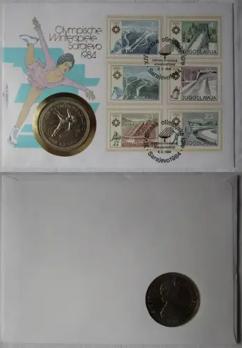Numisbrief 1984 1 Crown Münze Isle of Man Olympiade Sarajevo Stgl. (111956)