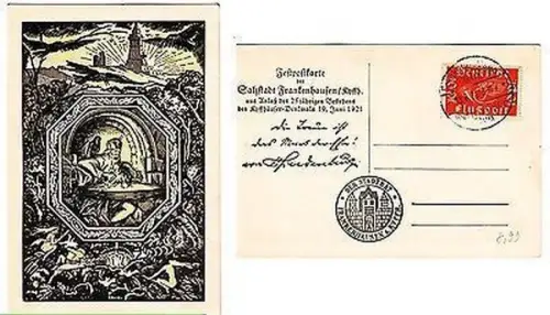 64878 Festpostkarte der Salzstadt Frankenhausen Kyffhäuserflug 1921