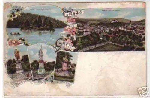 18193 Lithographie Gruß aus Greiz um 1900