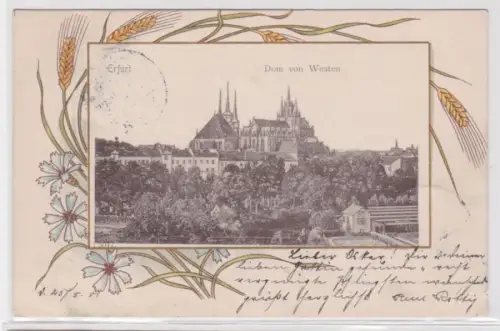 95280 Ak Erfurt Fernansicht der Westseite des Doms 1901