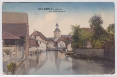 95534 Ak Bad Berka bei Weimar Blick über den Mühlgraben 1915