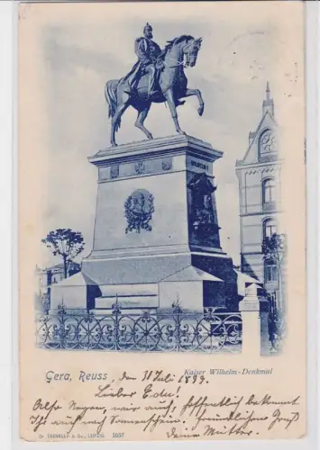 92717 Ak Gera Reuss Kaiser Wilhelm Denkmal 1899