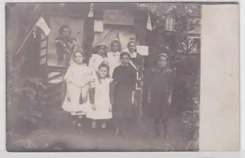 77347 Foto AK Raritäten-Salon zu Meuselwitz - Kinder in Kostümen um 1930