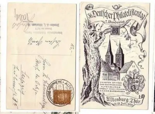 51132 Ganzsachen Ak 36. dt. Philatelistentag Altenburg Thüringen 1930