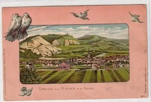 59575 Tauben Präge Ak Gruß aus Kahla an der Saale 1910