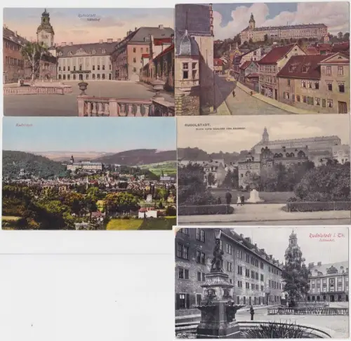 71293/5 Ak Rudolstadt Schloßhof, Vorwerksgasse usw. um 1920