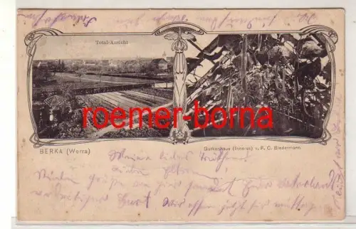 75267 Feldpost Ak Berka Werra Totalansicht, Gurkenhaus (Inneres) 1914