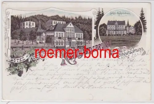 65139 Ak Lithographie Gruss aus Reinhardsbrunn Hotel und Restaurant 1897