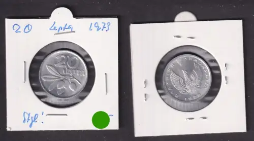 20 Lepta Aluminium Münze Griechenland 1973 Stgl. (171120)
