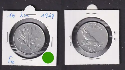 10 Lire Aluminium Münze Italien 1949 ss+ (171122)