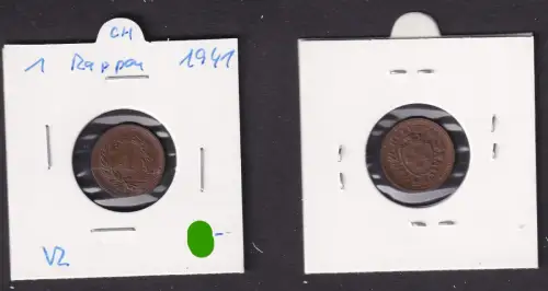 1 Rappen Kupfer Münze Schweiz 1941 B vz (171394)