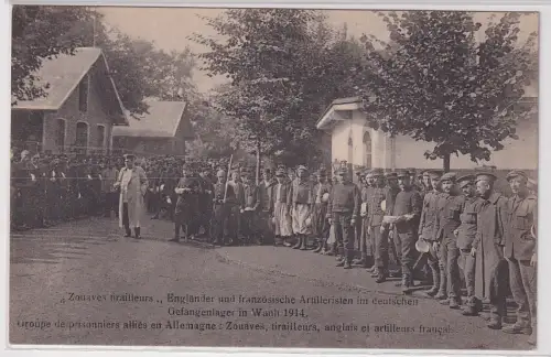 87029 Ak Gefangenenlager Wahn Engländer u. französische Artilleristen 1914