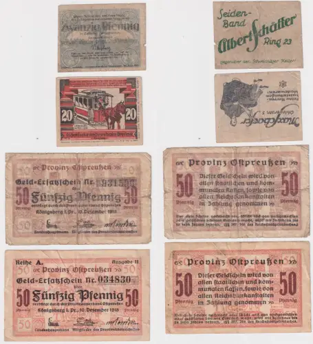 4 x Banknoten Notgeld Provinz Ostpreußen Königsberg 1918/1920 (170696)