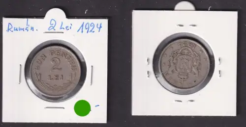 2 Lei Nickel Münze Rumänien 1924 ss (171139)