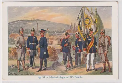 46989 Ak Döbeln kgl.Sächs. Infanterie Regiment 139 um 1915
