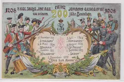 902695 Ak Leipzig 8.K.S.Inf.Reg. Prinz Johann Georg Nr.107, 200 Jahre 1908
