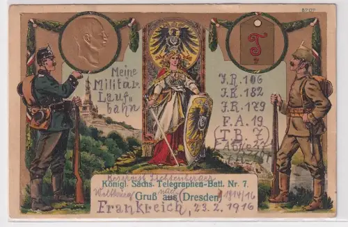 17264 Feldpost Ak Gruß aus Dresden K.S.Telegraphen Batl.Nr.7, 1916