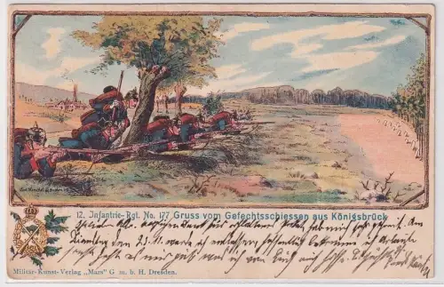 86414 Ak Gruß vom Gefechtsschiessen aus Königsbrück 12.Inf.Reg.Nr.177