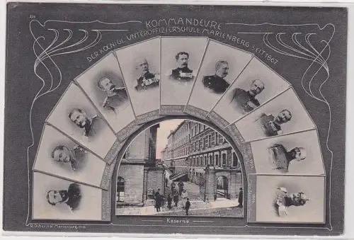 26493 Ak Kommandeure der kgl. Unteroffiziersschule Marienberg seit 1867