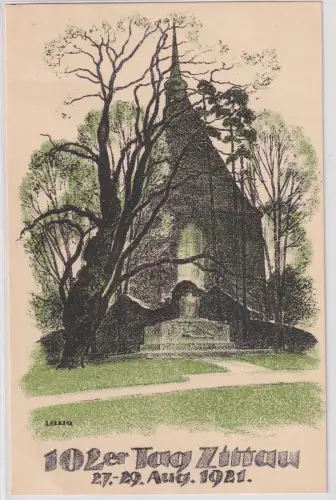 59298 Ak 102er Denkmal in Zittau 102er Tag Zittau 1921