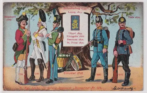 86187 Ak Leipzig 5.K.S. Infanterie Regiment Kronprinz Nr.104 um 1915